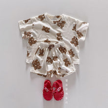 Load image into Gallery viewer, Cream Bear Short &amp; Tee Set
